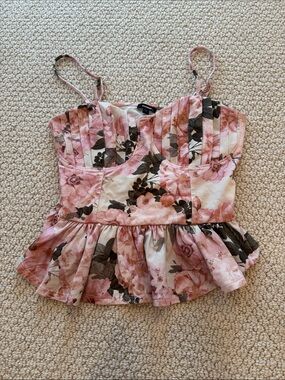 Express Pink Floral Peplum Cami